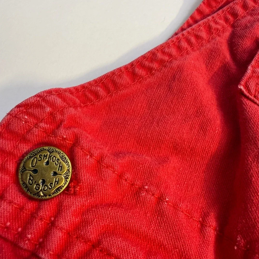 Vintage 90s Red Oshkosh B'gosh Overalls Brass Buckles 18 months Unisex